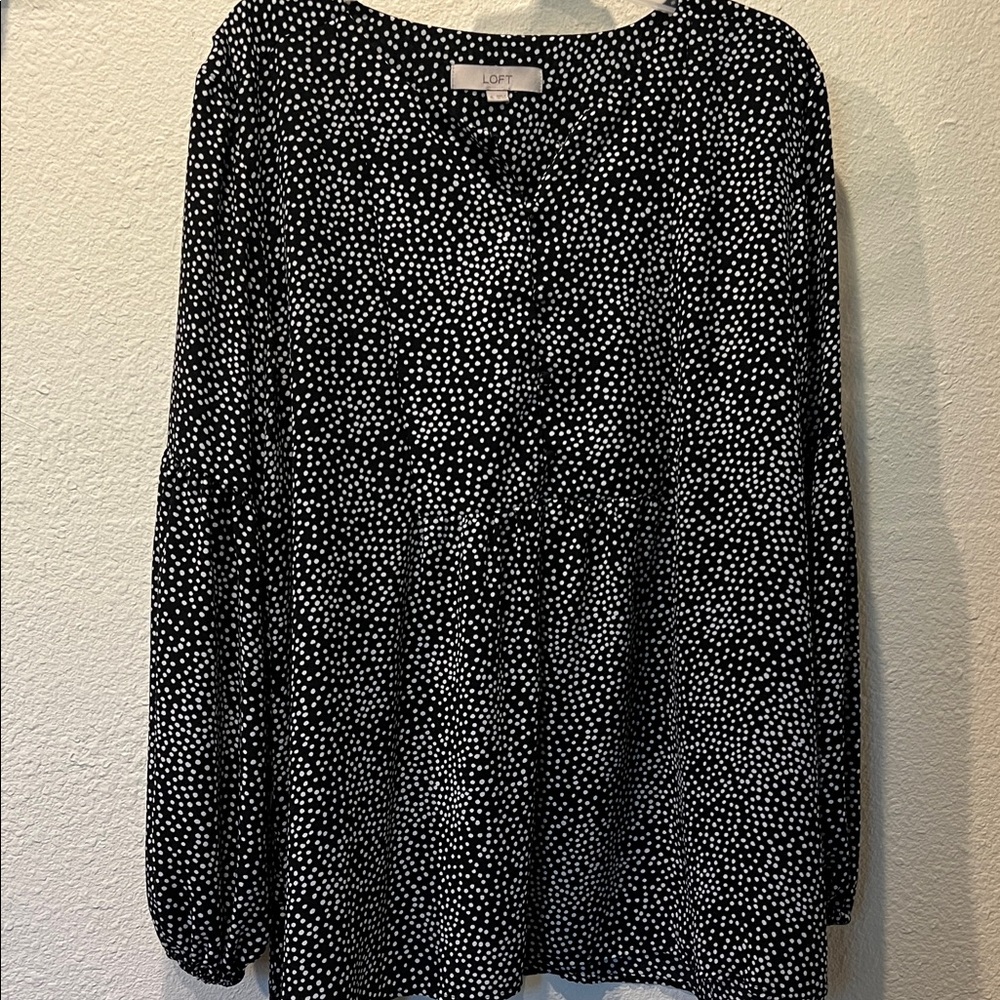 LOFT Black and White Polka Dot Blouse